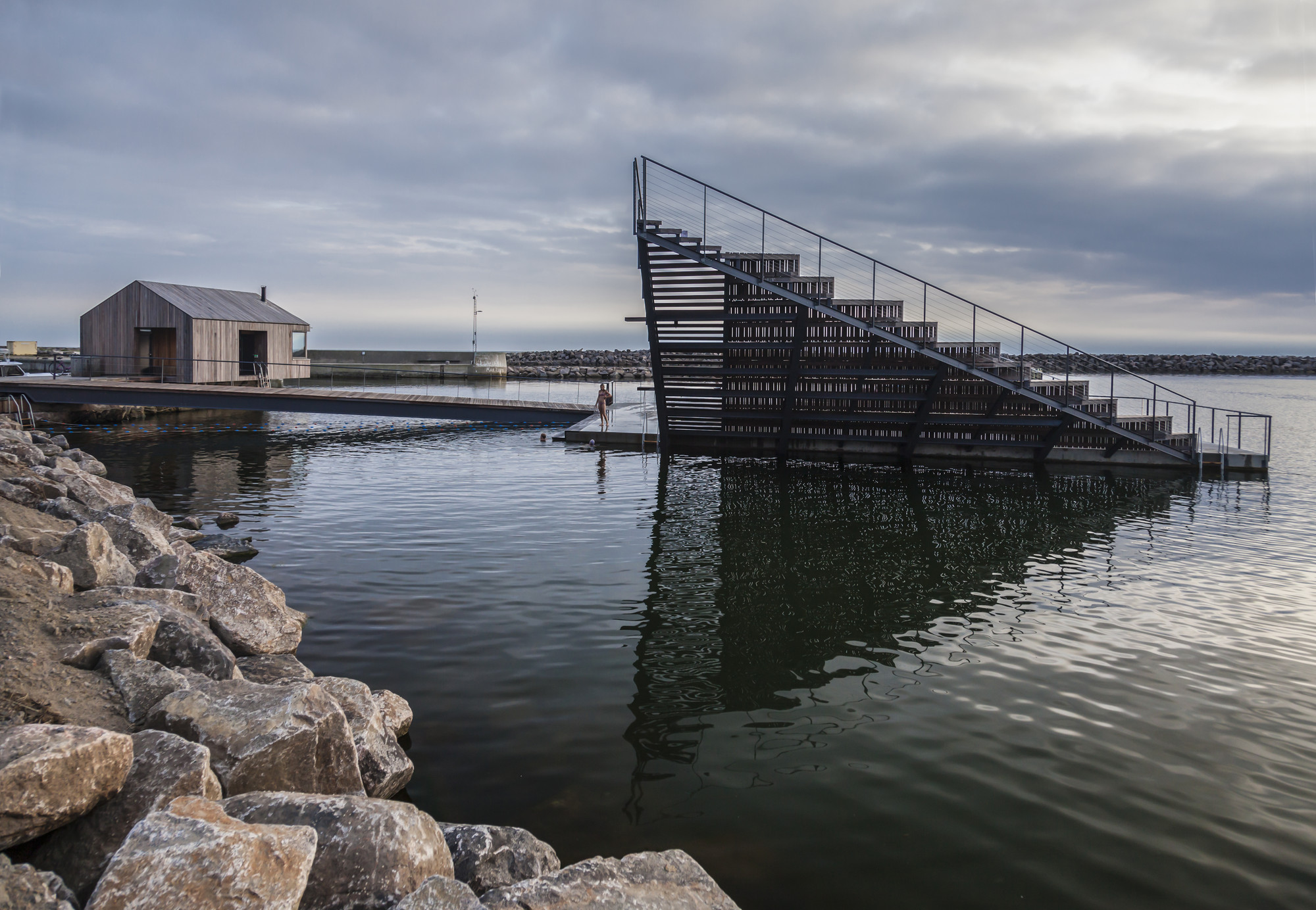 Photo of Hasle Harbour Bath by White architects. Photo Credit: Signe Find Larsen.